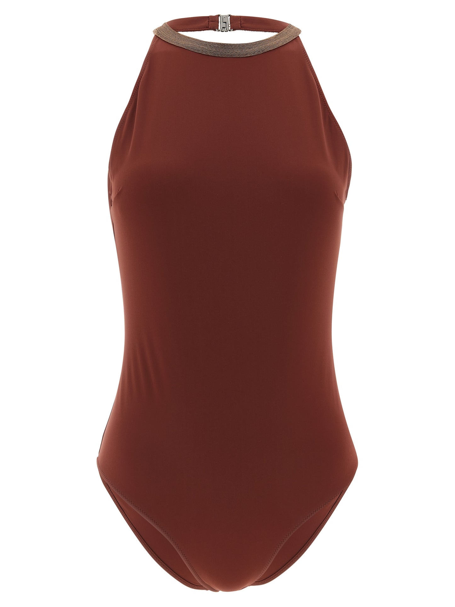 Brunello Cucinelli Bordeaux Polyamid-Badeanzug