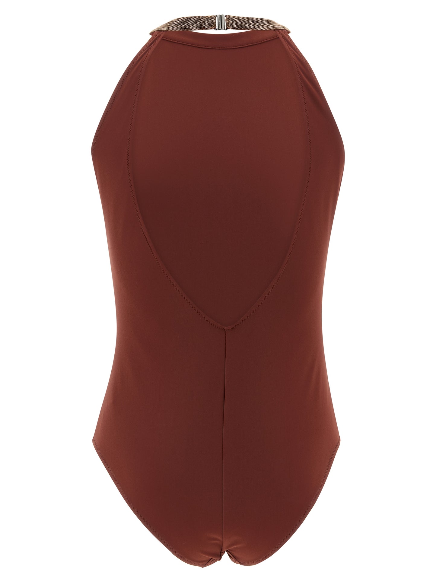 Brunello Cucinelli Bordeaux Polyamid-Badeanzug