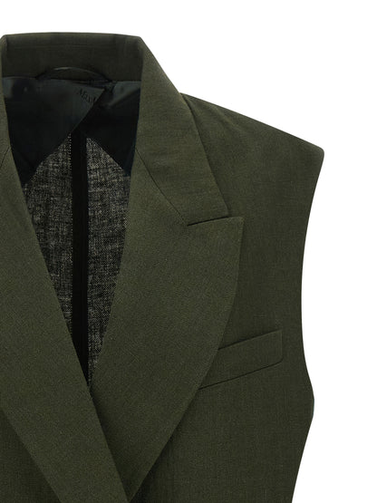 Max Mara Ärmellose Zweifarbige Leinenjacke