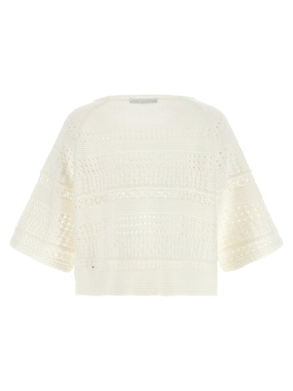 Max Mara Weißer Strickcardigan aus Baumwolle