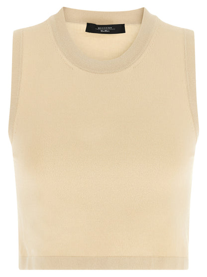Max Mara Beige Viskose Ärmelloses T-Shirt