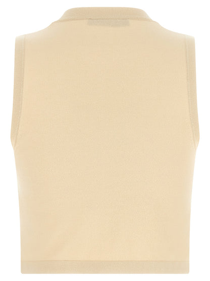 Max Mara Beige Viskose Ärmelloses T-Shirt
