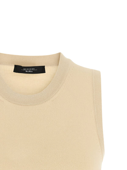 Max Mara Beige Viskose Ärmelloses T-Shirt