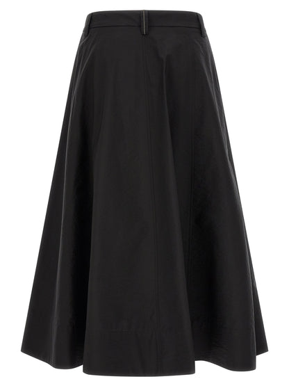 Brunello Cucinelli Blackr Cotton-MidiSkirt