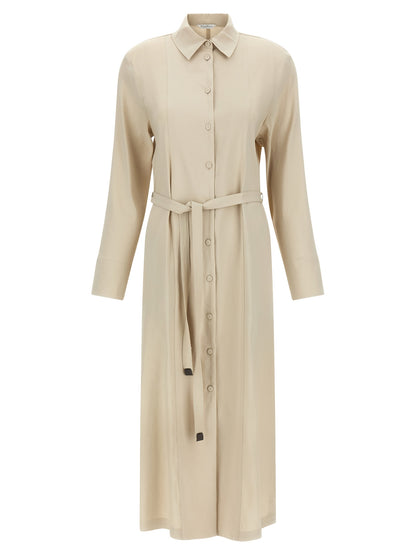 Max Mara Langes beiges Leinenkleid
