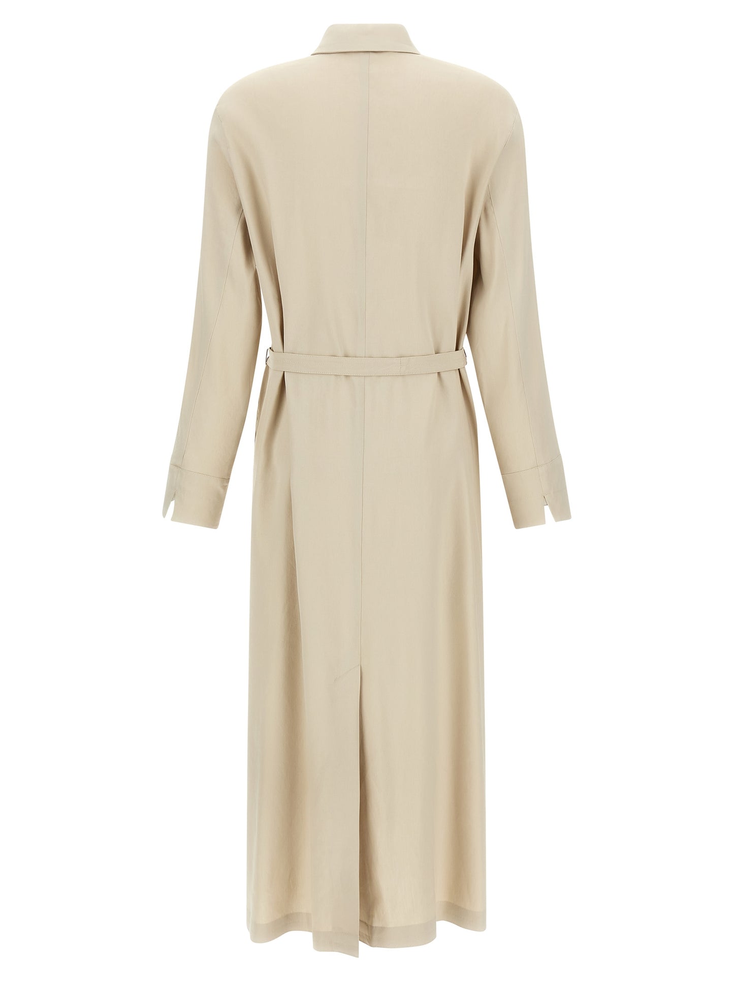 Max Mara Langes beiges Leinenkleid