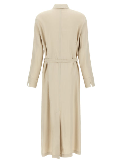 Max Mara Langes beiges Leinenkleid