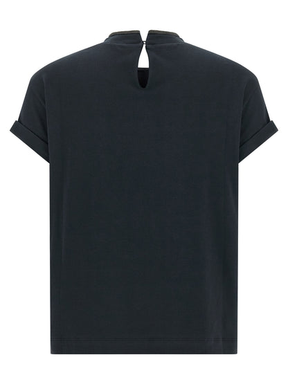 Brunello Cucinelli Blaues Baumwoll-T-Shirt
