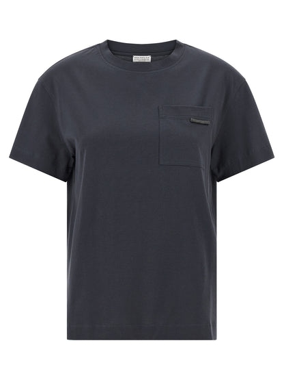 Brunello Cucinelli Blaues Baumwoll-T-Shirt