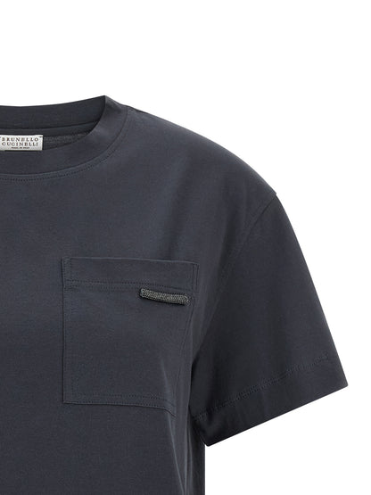 Brunello Cucinelli Blaues Baumwoll-T-Shirt