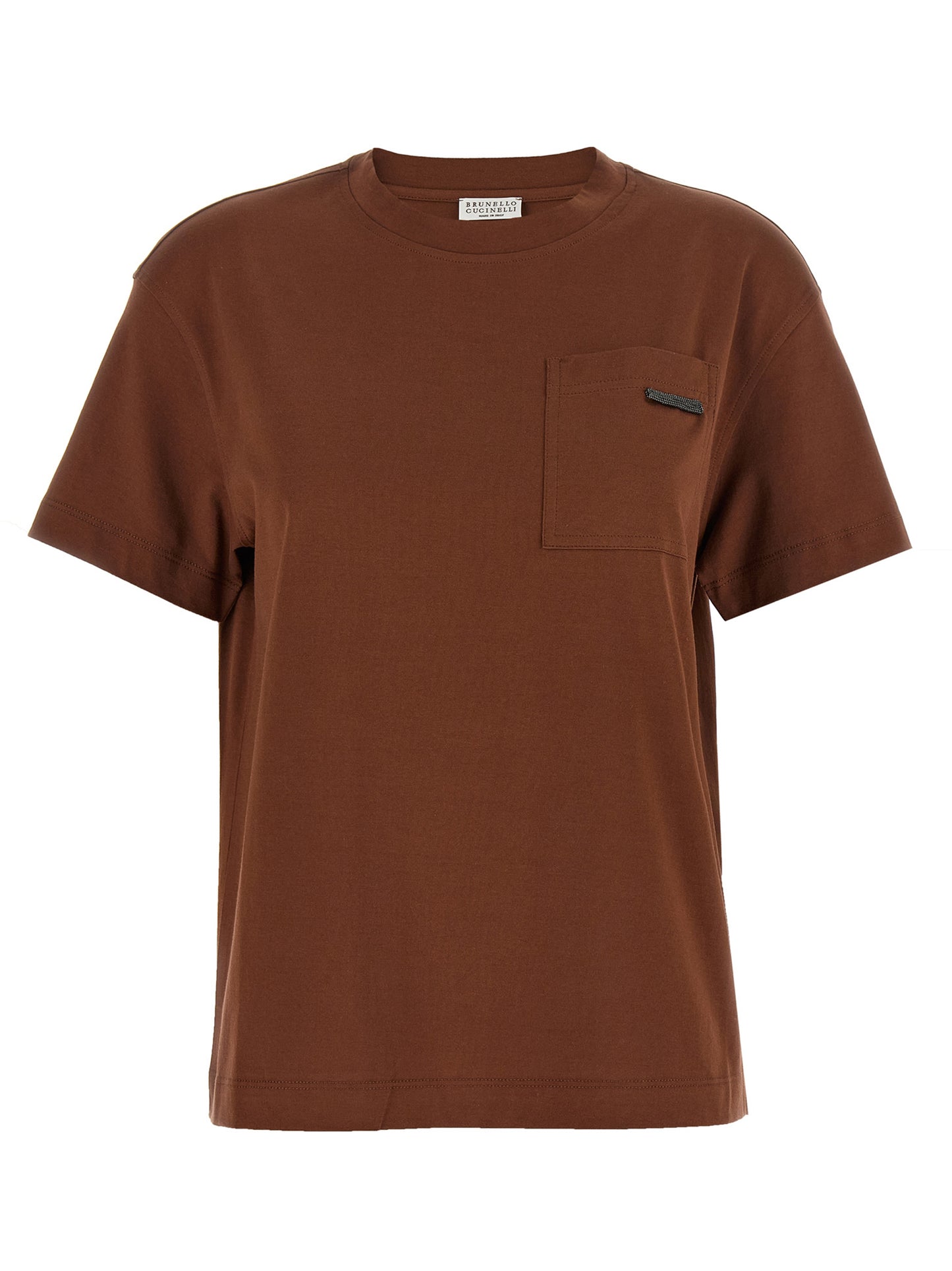 Brunello Cucinelli Braunes Baumwoll-T-Shirt