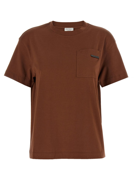 Brunello Cucinelli Braunes Baumwoll-T-Shirt