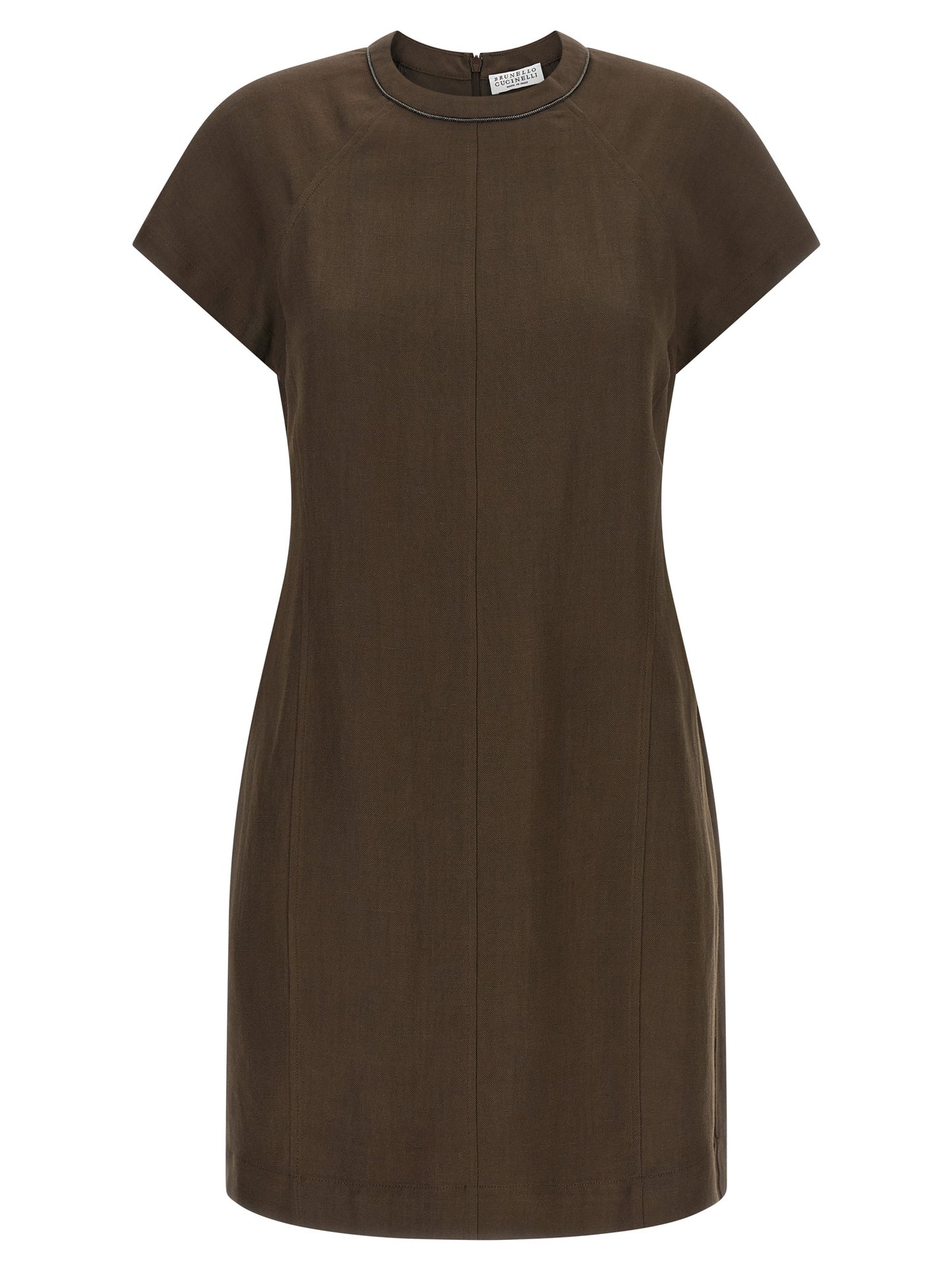 Brunello Cucinelli Kurzes Braunes Viskosekleid
