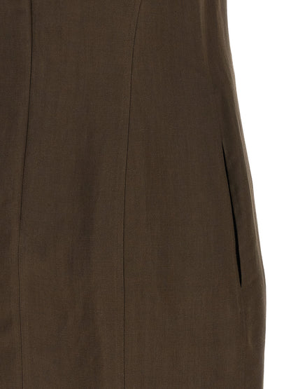 Brunello Cucinelli Kurzes Braunes Viskosekleid