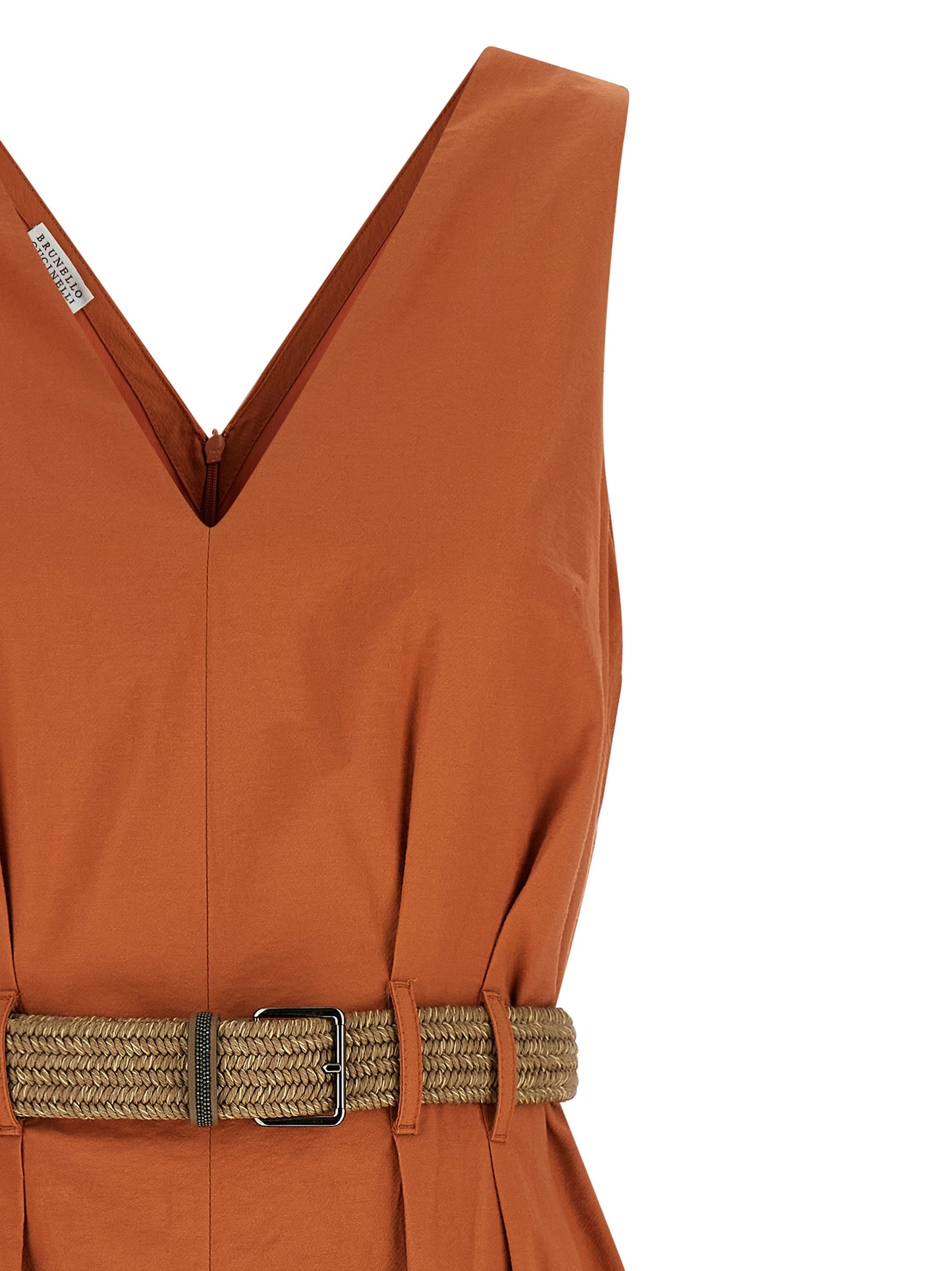 Brunello Cucinelli Kurzes Baumwollkleid in Orange