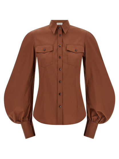 Brunello Cucinelli Braune Baumwollbluse