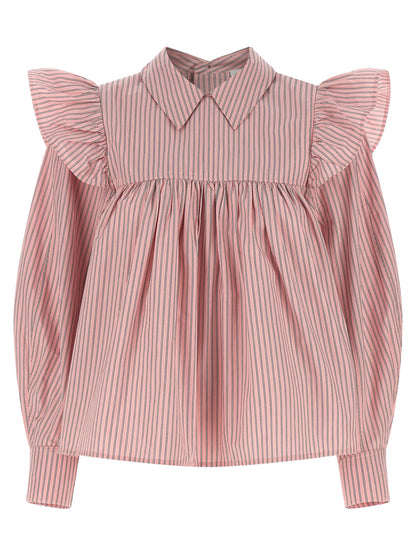 Ganni Mehrfarbige Bio-Baumwollbluse