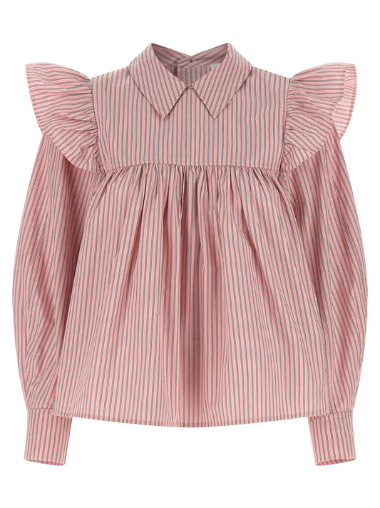 Ganni Mehrfarbige Bio-Baumwollbluse