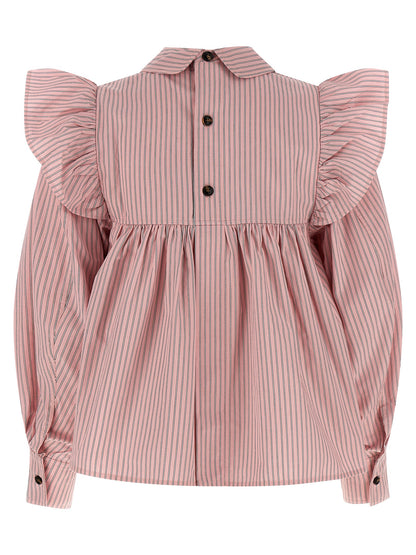 Ganni Mehrfarbige Bio-Baumwollbluse