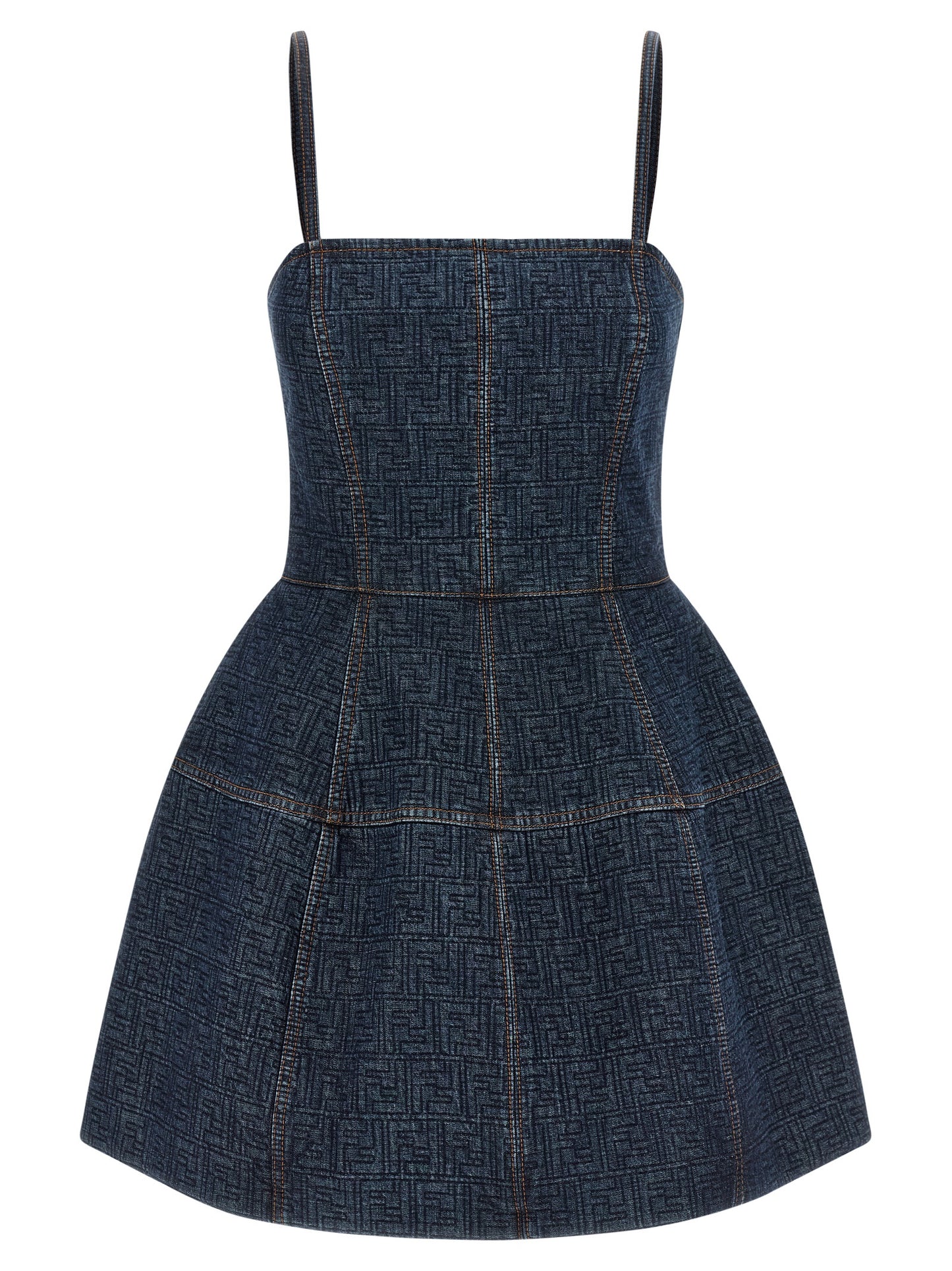 Fendi Kurzes blaues Baumwollkleid