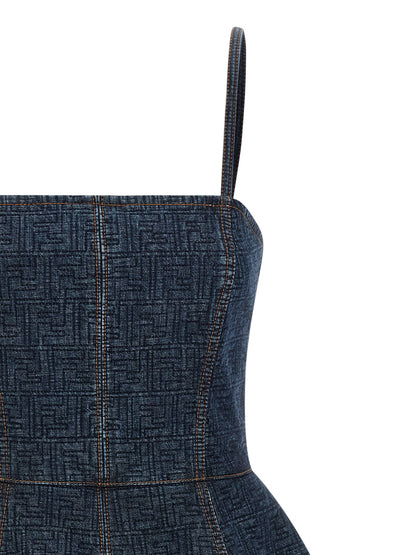 Fendi Kurzes blaues Baumwollkleid