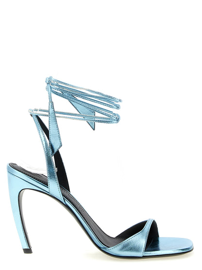 The Attico Sandale mit Stiletto-Absatz aus blauem Kalbsleder