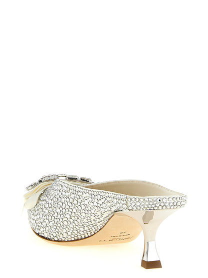 Jimmy Choo Silberne Tencel Pumps mit mittlerem Absatz