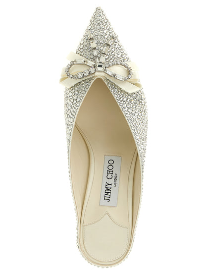 Jimmy Choo Silberne Tencel Pumps mit mittlerem Absatz