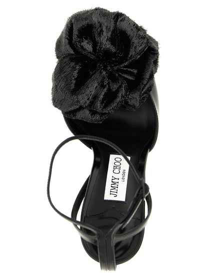 Jimmy Choo Schwarze Leder-Stiletto-Sandalen