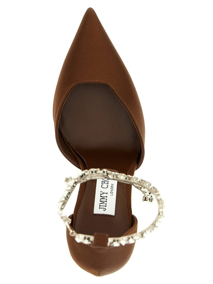Jimmy Choo Braune Tencel Pumps mit hohem Absatz