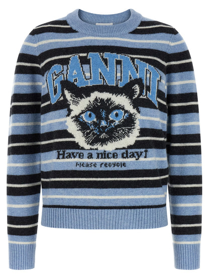 Ganni Blauer Wollcardigan