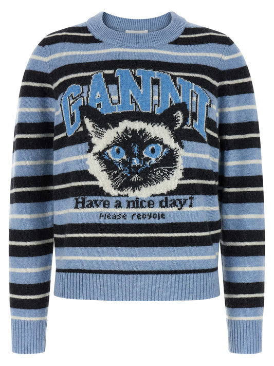 Ganni Blauer Wollcardigan