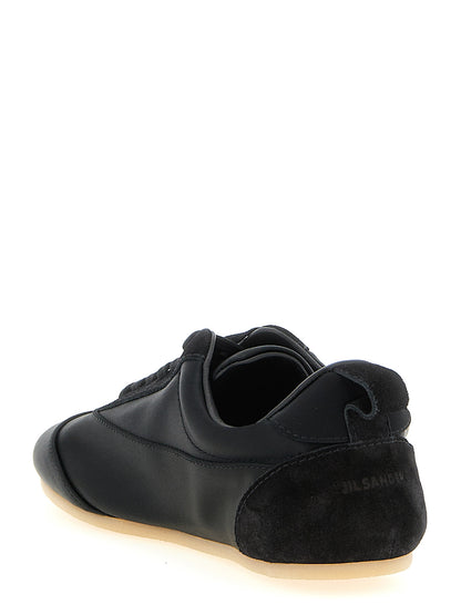 Jil Sander Schwarze Low-Top-Sneaker aus Baumwolle