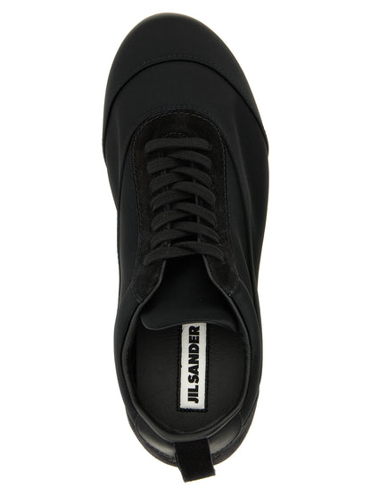 Jil Sander Schwarze Low-Top-Sneaker aus Baumwolle
