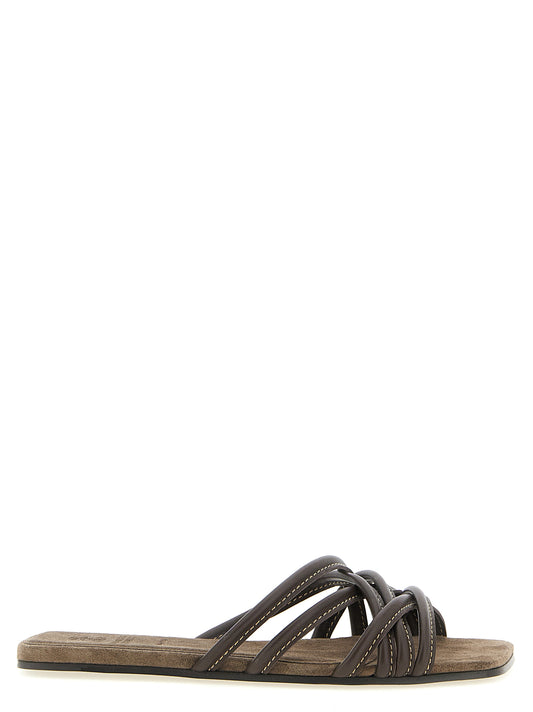 Brunello Cucinelli Braune Lammleder-Slipper