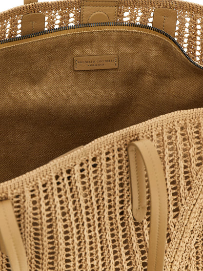 Brunello Cucinelli Beige Polyamid Umhängetasche
