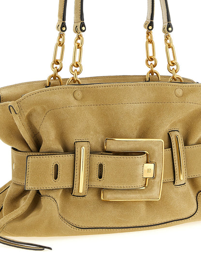 Balmain Beigefarbene Kalbshaut Schultertasche