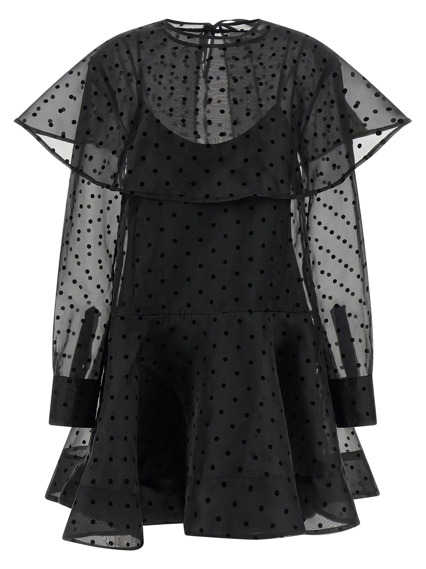 Ganni Schwarzes Kurzkleid aus recyceltem Polyester