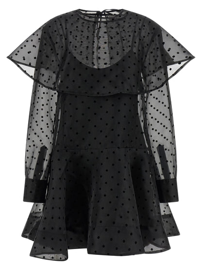 Ganni Schwarzes Kurzkleid aus recyceltem Polyester