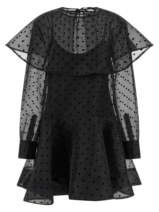 Ganni Schwarzes Kurzkleid aus recyceltem Polyester