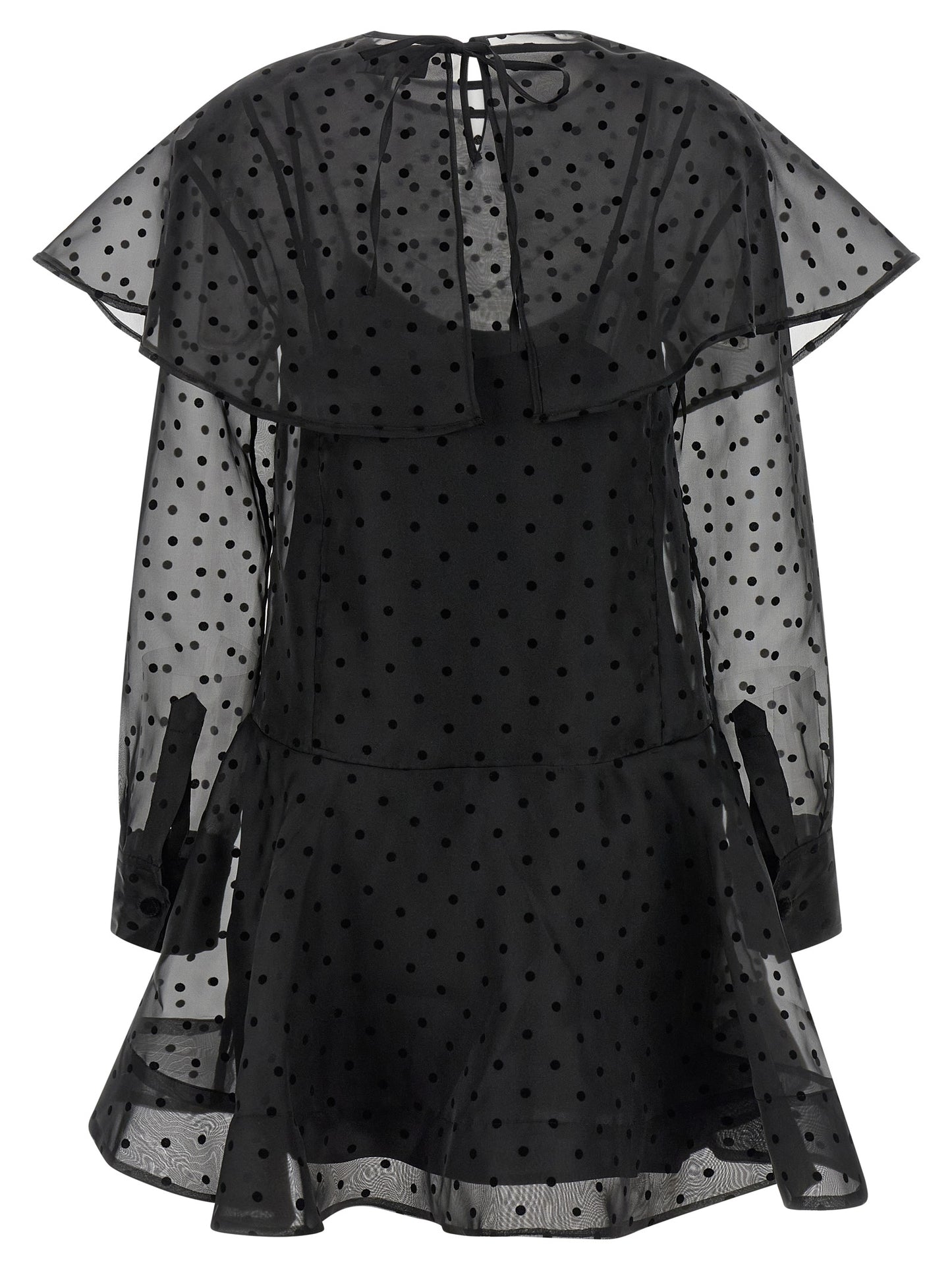 Ganni Schwarzes Kurzkleid aus recyceltem Polyester