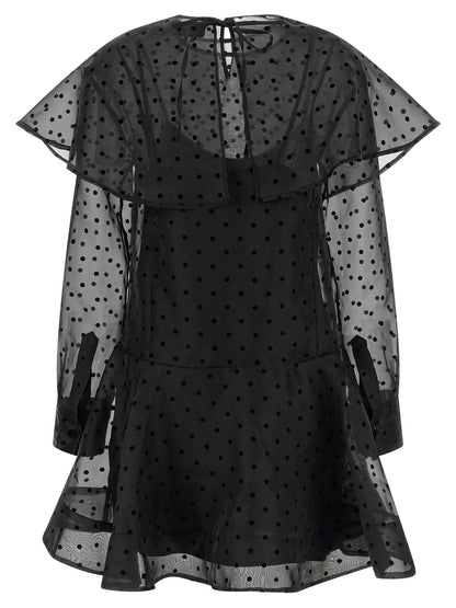 Ganni Schwarzes Kurzkleid aus recyceltem Polyester