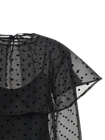 Ganni Schwarzes Kurzkleid aus recyceltem Polyester