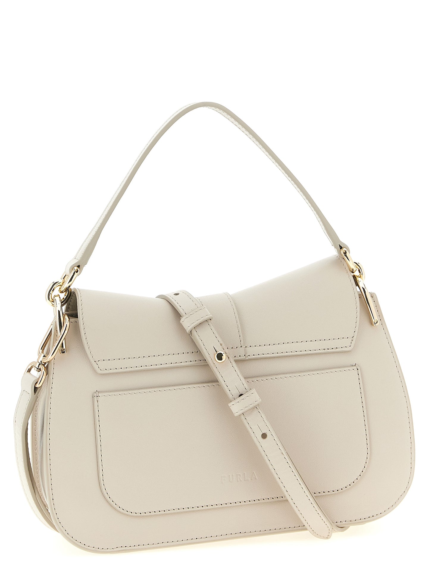 Furla Beigefarbene Kalbshaut Schultertasche
