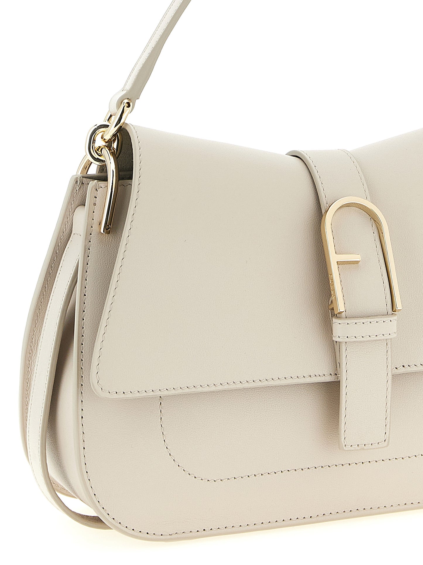 Furla Beigefarbene Kalbshaut Schultertasche