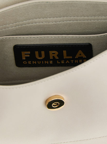 Furla Beigefarbene Kalbshaut Schultertasche
