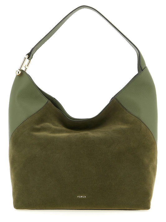 Furla Zweifarbige Schultertasche aus Kalbsleder