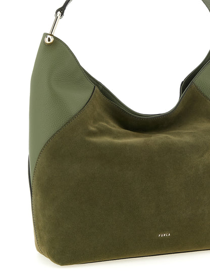 Furla Zweifarbige Schultertasche aus Kalbsleder