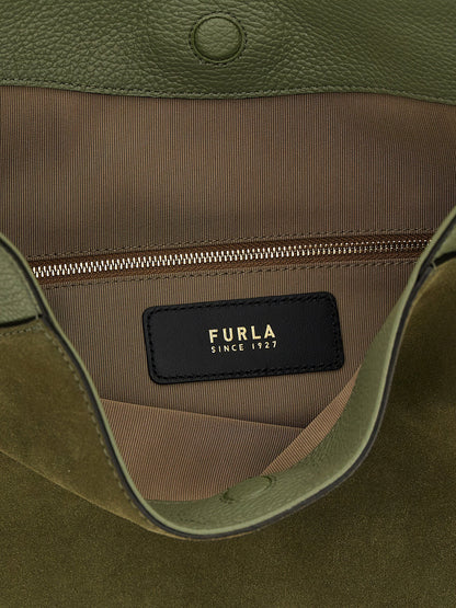 Furla Zweifarbige Schultertasche aus Kalbsleder
