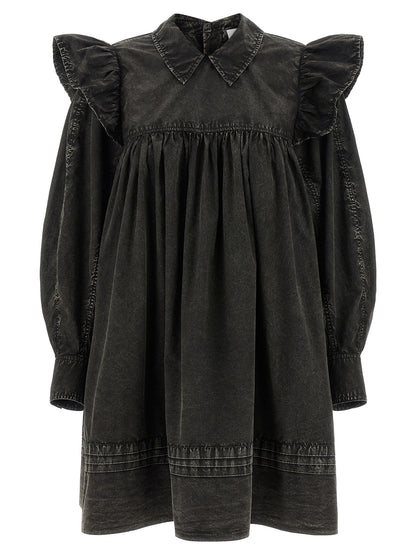 Ganni Schwarzes kurzes Kleid aus Bio-Baumwolle